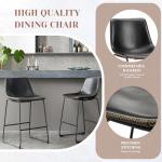 Sweetcrispy Counter Height Bar Stools Set of 2, 30 inch Height Stool Faux Leather Barstools with Back, Armless Kitchen Island Countertop Comfortable Modern Chairs with Metal Legs - Classic Black