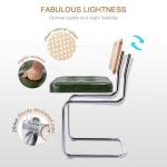 Zesthouse Natural Rattan Dining Chairs Set of 2, Modern Dining Room Chairs with Solid Wood Back for Kitchen Living Room, Mid Century Breuer Design Inspired, Upholstered Faux Leather Green