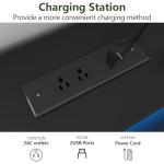 Gyfimoie 6 Drawer Dresser for Bedroom with Charging Station, Dresser with LED Light, Chest of Drawers for Closet, Modern Dressers with Open Storage Cubby, Double Wide Dressers (Black-, 6 Drawers)