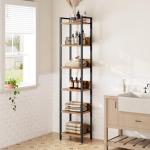MAHANCRIS Bookshelf, 6-Tier Bookcase, Standing Book Shelf for Small Space, Storage Shelf Organizer, for Living Room, Bedroom, Study, Balcony, Rustic Brown and Black BKHR6601