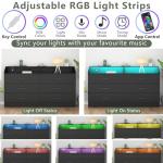 Gyfimoie 6 Drawer Dresser for Bedroom with Charging Station, Dresser with LED Light, Chest of Drawers for Closet, Modern Dressers with Open Storage Cubby, Double Wide Dressers (Black-, 6 Drawers)