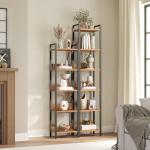 MAHANCRIS Bookshelf, 6-Tier Bookcase, Standing Book Shelf for Small Space, Storage Shelf Organizer, for Living Room, Bedroom, Study, Balcony, Rustic Brown and Black BKHR6601