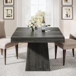 Tribesigns Square Dining Table for 4, 31.5-Inch Small Kitchen Table with Sturdy Pedestal Base, Farmhouse Dinner Table for Dining Room, Living Room, Kitchen (Gray)