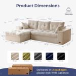 MAXYOYO 104" L Shaped Modular Sectional Sofa with Ottoman, Cloud Boneless Couch with Layered Cushion, Upholstered Sofa in a Box, Flexible Module Combination for Living Room, No Assembly, Beige