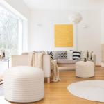 Teenyyou 2 Pcs 26 x 18 Inch Unstuffed Pouf Cover Ottoman Foot Rest - No Filler, Faux Rabbit Fur Foot Stool Floor Bean Bag Floor Chair Storage for Living Room Bedroom Home Decor(Beige)