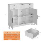 Viaozutis Storage Cabinet, Coffee Bar Cabinet with 2 Adjustable Shelves, 3 Drawers, and 2 Doors, for Bathroom, Kitchen, Living Room (White)