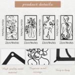 Cindeer 4 Pcs Metal Wall Art Decor Minimalist Abstract Woman Wall Art Line Drawing metal line art Home Hanging Art Decor for Bedroom Kitchen Bathroom Living Room(Fresh,Black)