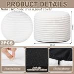 Teenyyou 2 Pcs 26 x 18 Inch Unstuffed Pouf Cover Ottoman Foot Rest - No Filler, Faux Rabbit Fur Foot Stool Floor Bean Bag Floor Chair Storage for Living Room Bedroom Home Decor(Beige)