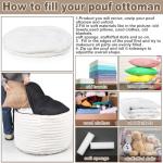 Teenyyou 2 Pcs 26 x 18 Inch Unstuffed Pouf Cover Ottoman Foot Rest - No Filler, Faux Rabbit Fur Foot Stool Floor Bean Bag Floor Chair Storage for Living Room Bedroom Home Decor(Beige)