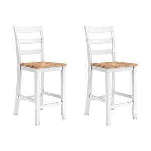 Signature Design by Ashley Gesthaven Solid Wood Frame Counter Height Barstool, Set of 2, White/Natural