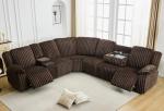 6 - Seater Power Reclining Living Room Sectional Sofa with Wireless Charger, Plush Faux Fur Couch with 2 Recliner