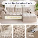 MAXYOYO 104" L Shaped Modular Sectional Sofa with Ottoman, Cloud Boneless Couch with Layered Cushion, Upholstered Sofa in a Box, Flexible Module Combination for Living Room, No Assembly, Beige