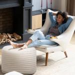 Teenyyou 2 Pcs 26 x 18 Inch Unstuffed Pouf Cover Ottoman Foot Rest - No Filler, Faux Rabbit Fur Foot Stool Floor Bean Bag Floor Chair Storage for Living Room Bedroom Home Decor(Beige)