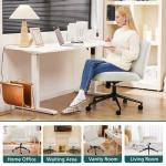 OLIXIS Criss Cross Chair with Wheels Wide Cross Legged Office Desk Vanity Chair Comfy Fabric Armless Adjustable Swivel for Home Computer Task PU Beige