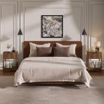 Nasonet Night Stand Set 2, Fluted Nightstand with Charging Station, Wood Bedside Table with Drawer & Storage Shelf, Modern End Tables for Bedroom Sofa Couch Office, Walnut