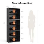 Sweetcrispy Industrial 6 Shelf Bookcase - Large 63 Inch Tall Floor Standing Open Bookshelf with Anti-Tipping Device for Home Office, Living Room, and Bedroom Storage, Black