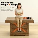 Lareth Coffee Table 31.5 in Rustic Center Table with X Design Wooden Pedestal for Living Room, Small Square Home Office Tea Accent Table for Dining Room Apartment, Walnut