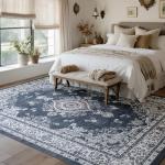 WEZVIX Washable 8x10 Area Rug for Living Room,Traditional Vintage Floral Large Rug,Soft Low Pile Boho Carpet for Dining Room,Guestroom,Office,Kids Room,Farmhouse,Nursery,Living Room Decor