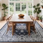 WEZVIX Washable 8x10 Area Rug for Living Room,Traditional Vintage Floral Large Rug,Soft Low Pile Boho Carpet for Dining Room,Guestroom,Office,Kids Room,Farmhouse,Nursery,Living Room Decor