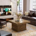 Lareth Coffee Table 31.5 in Rustic Center Table with X Design Wooden Pedestal for Living Room, Small Square Home Office Tea Accent Table for Dining Room Apartment, Walnut