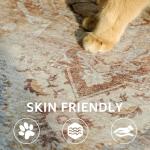 jinchan 8x10 Large Area Rug Vintage Washable Non-Slip Rug for Living Room Bedroom Dining Room Kitchen Home Office Thin Elegant Retro Lightweight Chenille Rug Warm Taupe