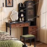 A16 Cabinet Makeup Vanity Table Closets Jewelry Bedside Stool Dressing Table Wood Vintage Chair Penteadeira Postmodern Furniture