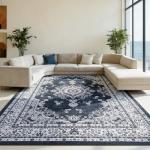 WEZVIX Washable 8x10 Area Rug for Living Room,Traditional Vintage Floral Large Rug,Soft Low Pile Boho Carpet for Dining Room,Guestroom,Office,Kids Room,Farmhouse,Nursery,Living Room Decor