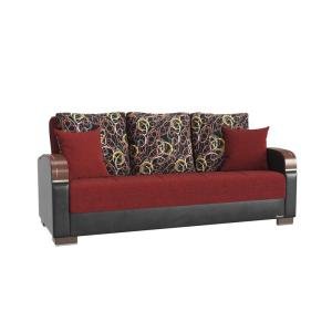 Upholstered Convertible Sofabed with Storage, Red Fabric, Stylish & Functional Furniture for Living Room