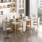 A Modern luxury italian design custom white black marble dinning tables chair sets dining room furniture table set 6 8 10 chair