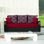 Upholstered Convertible Sofabed with Storage, Red Fabric, Stylish & Functional Furniture for Living Room