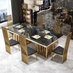 A Modern luxury italian design custom white black marble dinning tables chair sets dining room furniture table set 6 8 10 chair