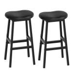 YATINEY Bar Stools Set of 2, Bar Chairs, Saddle Stools with Curved Surface, Counter Height Kitchen Stools with Footrests, for Dining Room, Island, Living Room, Pub, Black BY04L2BB