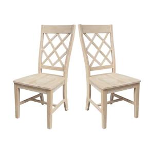 Set of Two Solid Wood Dining Chairs, Unfinished