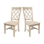 Set of Two Solid Wood Dining Chairs, Unfinished
