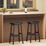 YATINEY Bar Stools Set of 2, Bar Chairs, Saddle Stools with Curved Surface, Counter Height Kitchen Stools with Footrests, for Dining Room, Island, Living Room, Pub, Black BY04L2BB
