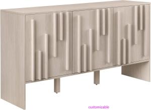Contemporary Detailed 3-Door Sideboard 55 Inch Ivory Oak