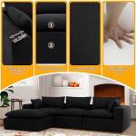 VIKAYAMICS 127" Modular Sectional Cloud Couch with Deep Seat & High-Resilience Foam, Black Upholstered Chenille Sofa, No Assembly Required