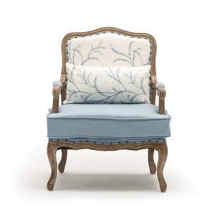 American country solid wood tiger chair single sofa study chair fabric balcony bedroom leisure living room retro chair