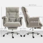 HOMCOM Executive Office Chair Comfy with Foot Rest, Reclining Swivel Computer Desk Chair with High Back, Thick Cushion, Padded Armrest, Adjustable Height, Rolling Wheels, Light Taupe Gray