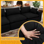 VIKAYAMICS 127" Modular Sectional Cloud Couch with Deep Seat & High-Resilience Foam, Black Upholstered Chenille Sofa, No Assembly Required