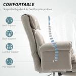 HOMCOM Executive Office Chair Comfy with Foot Rest, Reclining Swivel Computer Desk Chair with High Back, Thick Cushion, Padded Armrest, Adjustable Height, Rolling Wheels, Light Taupe Gray
