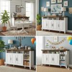 Amada Buffet Cabinet with Storage, 55" Large Sideboard Storage Cabinet with Adjustable Shelves, 4 Doors, Modern Farmhouse Coffee Bar Cabinet