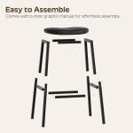 YATINEY Bar Stools Set of 2, Bar Chairs, Saddle Stools with Curved Surface, Counter Height Kitchen Stools with Footrests, for Dining Room, Island, Living Room, Pub, Black BY04L2BB