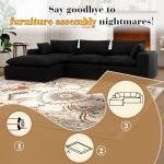 VIKAYAMICS 127" Modular Sectional Cloud Couch with Deep Seat & High-Resilience Foam, Black Upholstered Chenille Sofa, No Assembly Required