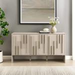 Contemporary Detailed 3-Door Sideboard 55 Inch Ivory Oak