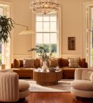 Warm Orange Velvet Modular Curved Plush Stylish Modern Living Room Combo Sofa