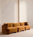 Warm Orange Velvet Modular Curved Plush Stylish Modern Living Room Combo Sofa