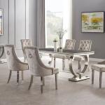 A Modern luxury marble sliver metal dining tables and chairs set 4 seater people dining table set for home living room furnitur