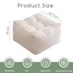 HIGOGOGO Square Stuffed Pouf Ottoman, Corduroy Poufs with Foam Chunk Filling, Furry and Fluffy Pouf Foot Stool Storage Ottoman, 21 X 21 Floor Poufs Foot Rest for Living Room, Beige