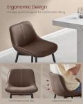 VASAGLE Bar Stools Set of 2, Counter Height Bar Stools with Back, Ergonomic Backrest, Synthetic Leather, Metal Legs, 24.8-Inch Tall Barstools for Kitchen Island Home Bar, Easy Assembly, Coffee Brown